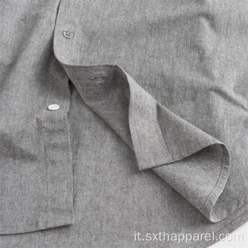 Camicia casual in cotone tinta unita manica corta da uomo resistente